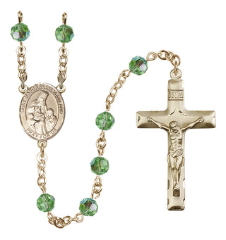 14 Karat Gold-Filled 6mm Austrian Crystal Saint Margaret of Scotland Rosary in Peridot
