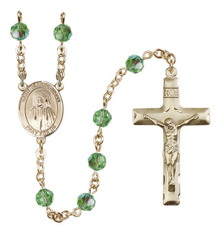 14 Karat Gold-Filled 6mm Austrian Crystal Saint Jeanne Jugan Rosary in Peridot