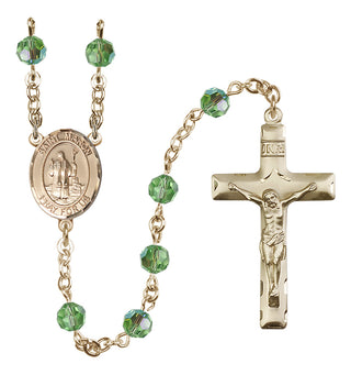 14 Karat Gold-Filled 6mm Austrian Crystal Saint Maron Rosary in Peridot