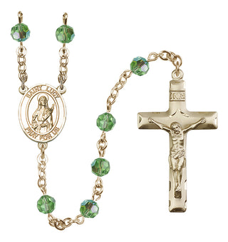 14 Karat Gold-Filled 6mm Austrian Crystal Saint Lucy Rosary in Peridot