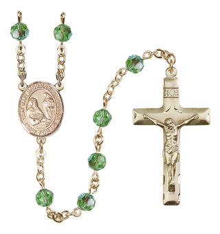 14 Karat Gold-Filled 6mm Austrian Crystal Saint Mary Magdalene of Canossa Rosary in Peridot