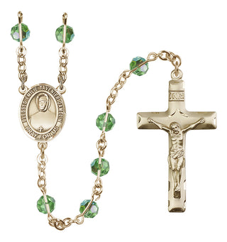 14 Karat Gold-Filled 6mm Austrian Crystal Blessed Emilie Tavernier Gamelin Rosary in Peridot