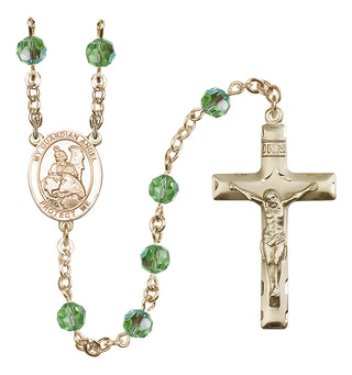 14 Karat Gold-Filled 6mm Austrian Crystal Guardian Angel Protector Rosary in Peridot
