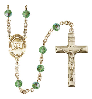 14 Karat Gold-Filled 6mm Austrian Crystal Saint Jose Sanchez del Rio Rosary in Peridot