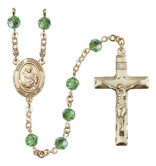 14 Karat Gold-Filled 6mm Austrian Crystal Saint Norbert of Xanten Rosary in Peridot