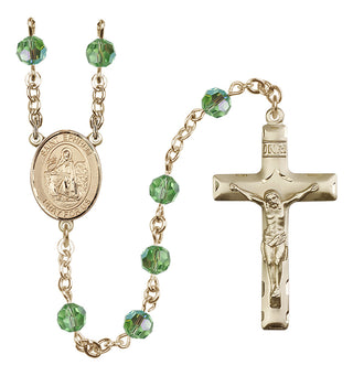14 Karat Gold-Filled 6mm Austrian Crystal Saint Ephrem Rosary in Peridot