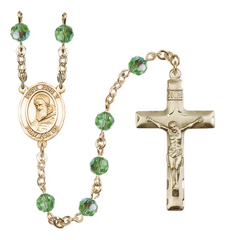 14 Karat Gold-Filled 6mm Austrian Crystal Pope Pius V Rosary in Peridot