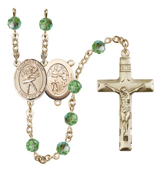 14 Karat Gold-Filled 6mm Austrian Crystal Saint Sebastian / Dance Rosary in Peridot