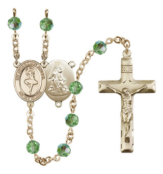 14 Karat Gold-Filled 6mm Austrian Crystal Guardian Angel/Dance Rosary in Peridot