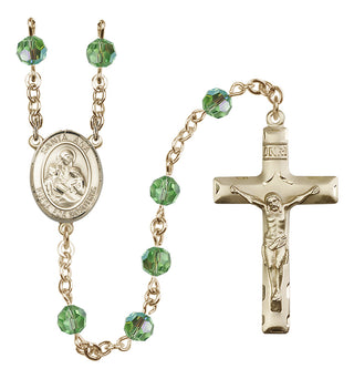 14 Karat Gold 6mm Austrian Crystal Santa Ana Rosary in Peridot