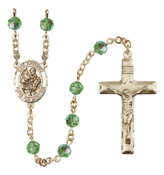 14 Karat Gold 6mm Austrian Crystal San Antonio Rosary in Peridot