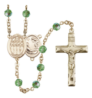 14 Karat Gold 6mm Austrian Crystal Saint Cecilia / Choir Rosary in Peridot