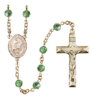 14 Karat Gold 6mm Austrian Crystal San Martin Caballero Rosary in Peridot