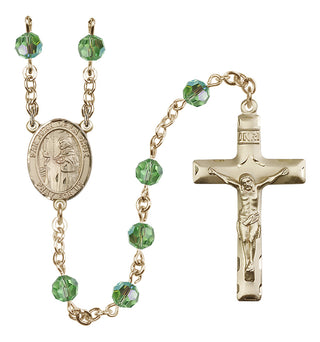 14 Karat Gold 6mm Austrian Crystal San Juan de la Cruz Rosary in Peridot