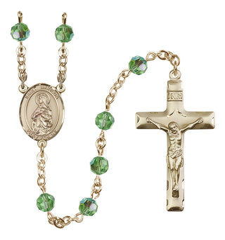 14 Karat Gold 6mm Austrian Crystal Saint Matilda Rosary in Peridot