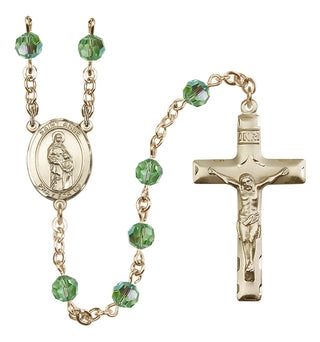 14 Karat Gold 6mm Austrian Crystal Saint Anne Rosary in Peridot