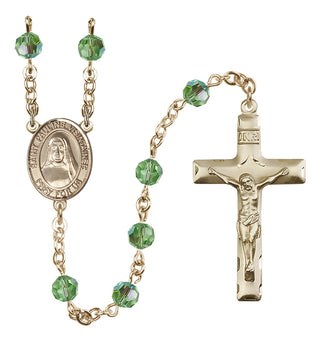 14 Karat Gold 6mm Austrian Crystal Saint Pauline Visintainer Rosary in Peridot