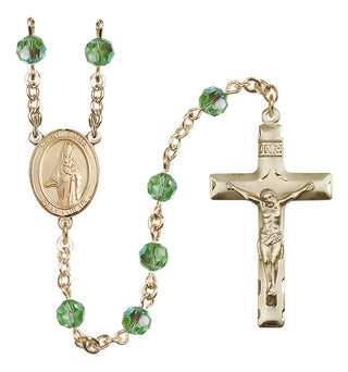 14 Karat Gold 6mm Austrian Crystal Saint Emma Uffing Rosary in Peridot