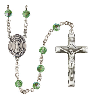 Sterling Silver 6mm Austrian Crystal San Francis Rosary in Peridot
