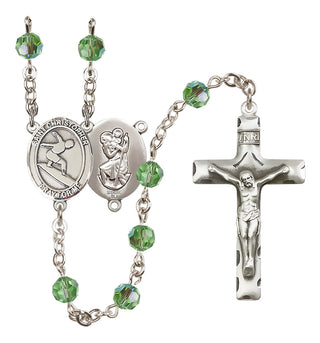 Sterling Silver 6mm Saint Christopher/Surfing Rosary