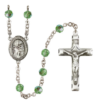 Sterling Silver 6mm Austrian Crystal San Juan de la Cruz Rosary in Peridot