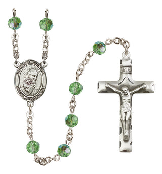 Sterling Silver 6mm Austrian Crystal Blessed Trinity Rosary in Peridot