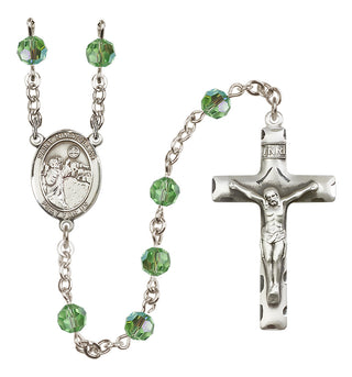 Sterling Silver 6mm Austrian Crystal Saint Nimatullah Rosary in Peridot