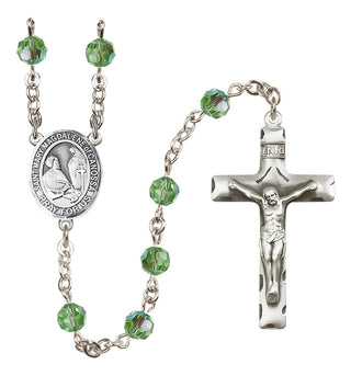 Sterling Silver 6mm Austrian Crystal Saint Mary Magdalene of Canossa Rosary in Peridot