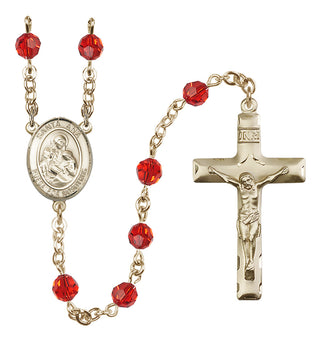 14 Karat Gold-Filled 6mm Austrian Crystal Santa Ana Rosary in Ruby