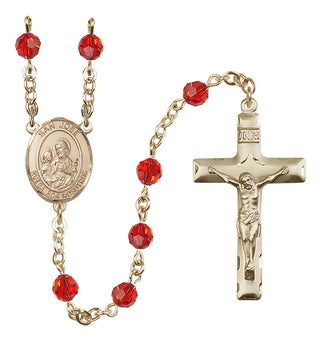 14 Karat Gold-Filled 6mm Austrian Crystal San Jose Rosary in Ruby