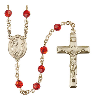 14 Karat Gold-Filled 6mm Austrian Crystal Saint Thomas More Rosary in Ruby