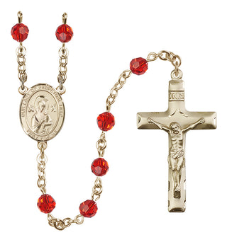14 Karat Gold-Filled 6mm Austrian Crystal Our Lady of Perpetual Help Rosary in Ruby