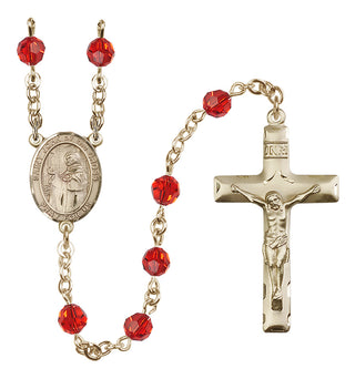 14 Karat Gold-Filled 6mm Austrian Crystal Saint John of the Cross Rosary in Ruby