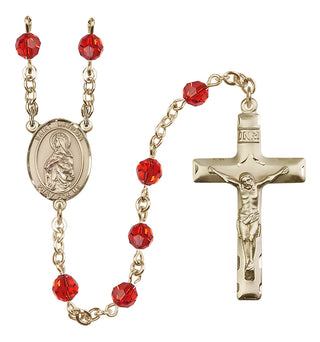 14 Karat Gold-Filled 6mm Austrian Crystal Saint Matilda Rosary in Ruby