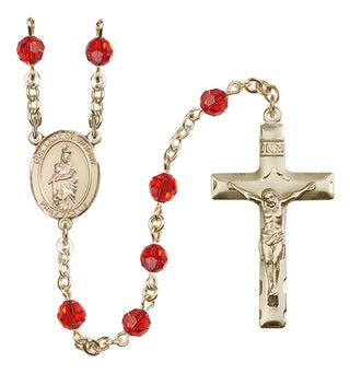 14 Karat Gold-Filled 6mm Austrian Crystal Our Lady of Victory Rosary in Ruby