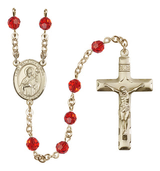 14 Karat Gold-Filled 6mm Austrian Crystal Saint Malachy O'More Rosary in Ruby