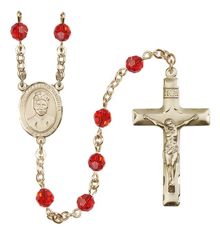 14 Karat Gold-Filled 6mm Austrian Crystal Saint Josephine Bakhita Rosary in Ruby