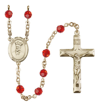 14 Karat Gold-Filled 6mm Austrian Crystal Saint Philip Neri Rosary in Ruby