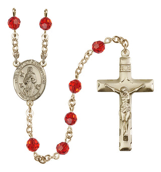 14 Karat Gold-Filled 6mm Austrian Crystal Our Lady of Assumption Rosary in Ruby