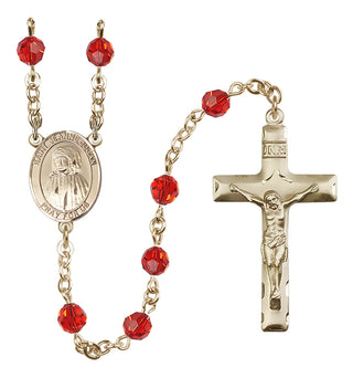 14 Karat Gold-Filled 6mm Austrian Crystal Saint Jeanne Jugan Rosary in Ruby