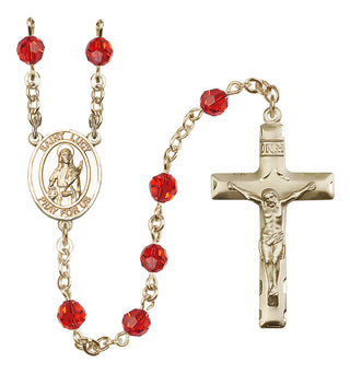 14 Karat Gold-Filled 6mm Austrian Crystal Saint Lucy Rosary in Ruby