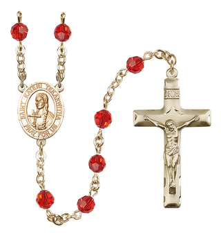 14 Karat Gold-Filled 6mm Austrian Crystal Saint Kateri Tekakwitha Rosary in Ruby