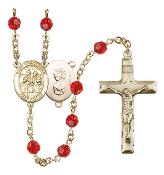 14 Karat Gold-Filled 6mm Austrian Crystal Saint Christopher / Choir Rosary in Ruby