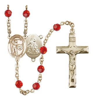 14 Karat Gold-Filled 6mm Austrian Crystal Guardian Angel/Golf Rosary in Ruby