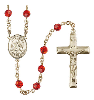 14 Karat Gold 6mm Austrian Crystal Santa Ana Rosary in Ruby