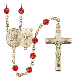 14 Karat Gold 6mm Austrian Crystal Saint Agatha / Nurse Rosary in Ruby
