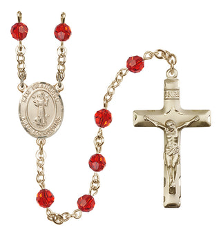 14 Karat Gold 6mm Austrian Crystal San Francis Rosary in Ruby