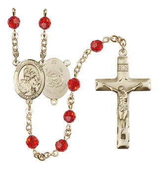 14 Karat Gold 6mm Austrian Crystal Saint Joan of Arc /Coast Guard Rosary in Ruby