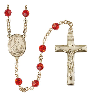14 Karat Gold 6mm Austrian Crystal Saint Gemma Galgani Rosary in Ruby