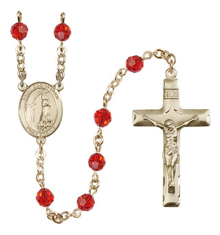 14 Karat Gold 6mm Austrian Crystal Saint Zoe of Rome Rosary in Ruby